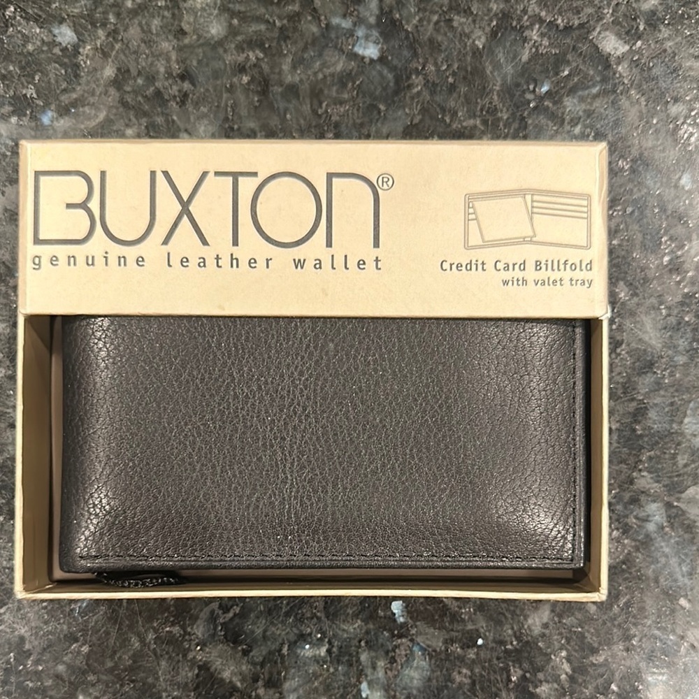 Buxton Black Leather Key & Card Holder